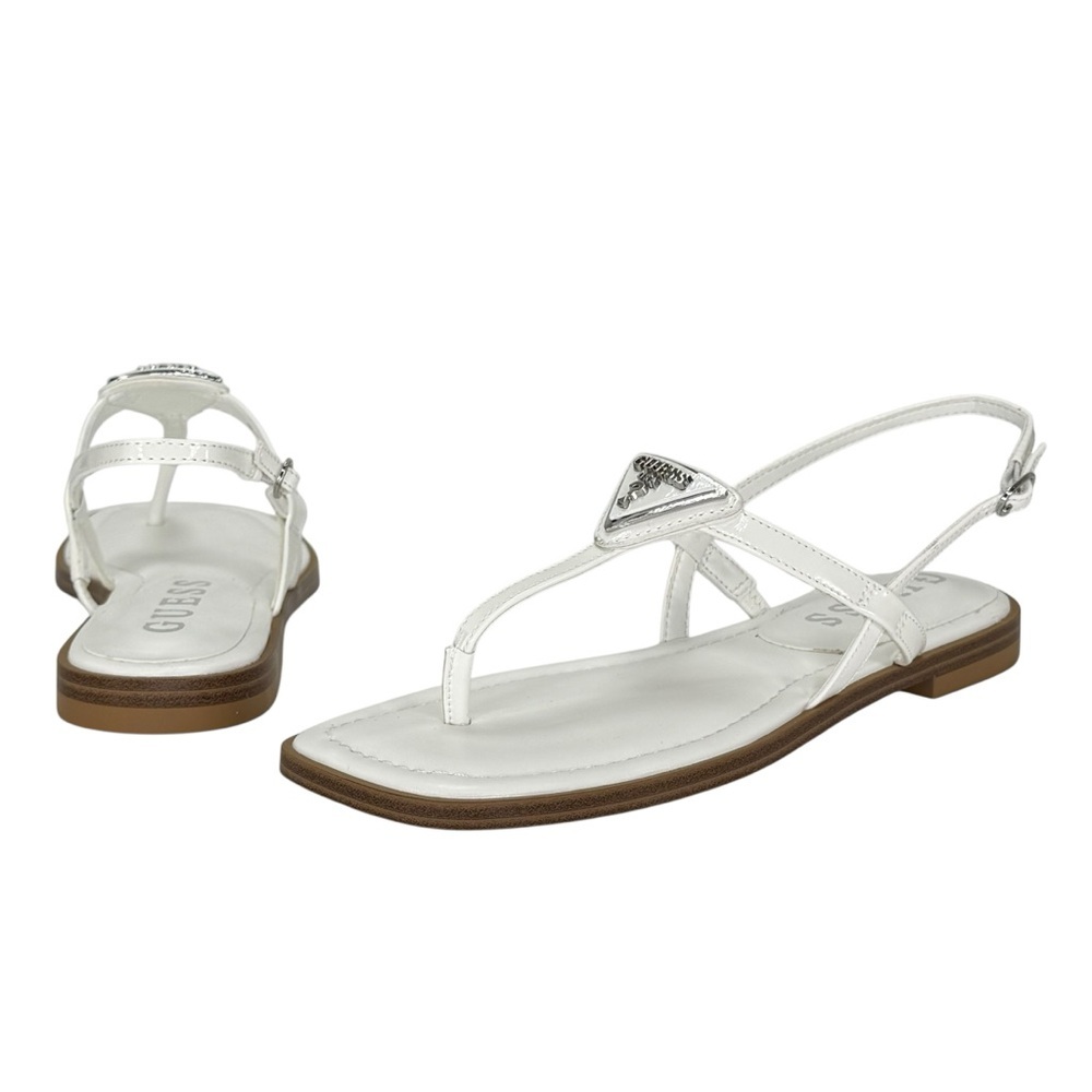 Guess Los Angeles Rainey White Patent Leather Womens Thong Sandals Size 6.5M - Picture 8 of 11